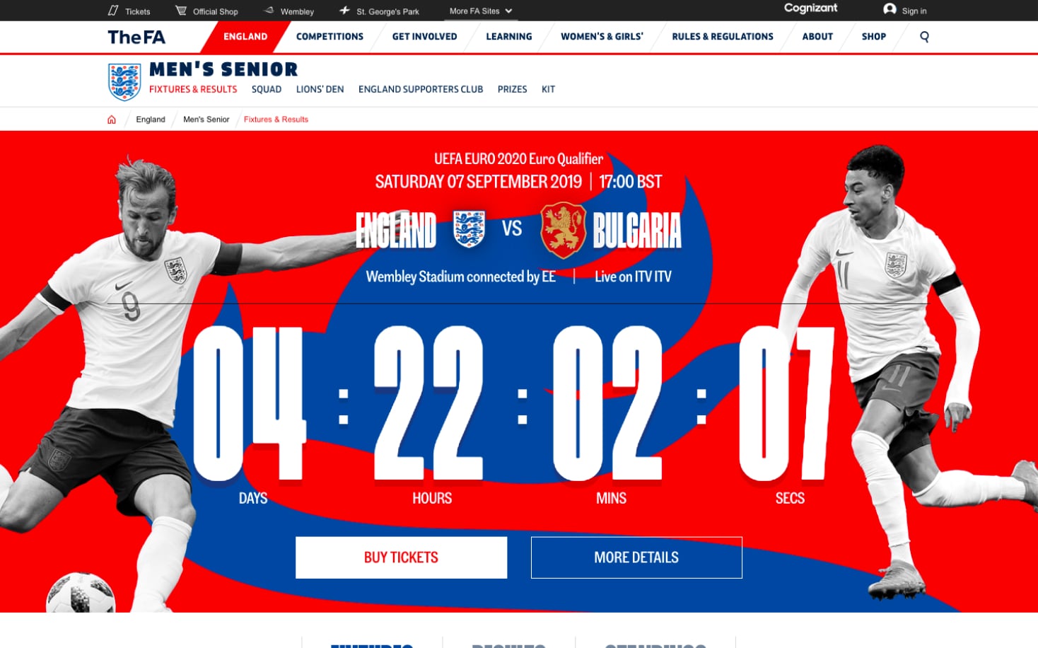 TheFa's fixtures and results page